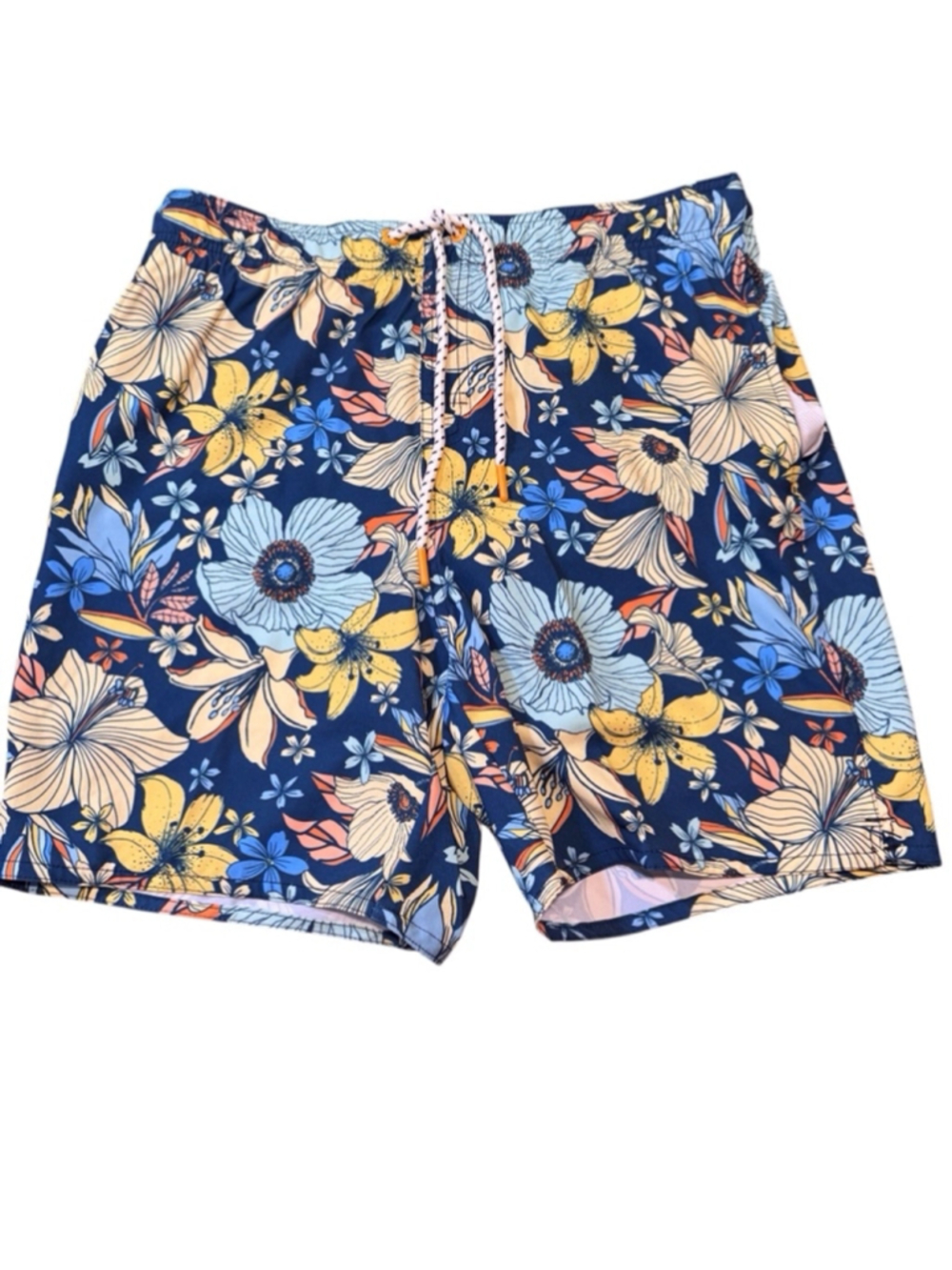 Men's Laguna Swim Floral Swim Trunks XL Blue Yellow